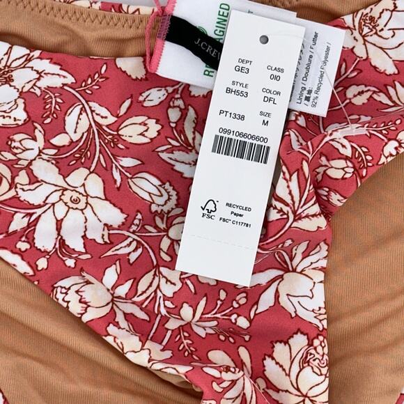 J. Crew Curved Waist Cheeky Bikini Bottom in Tossed Floral Size Medium NWT B - Picture 3 of 3